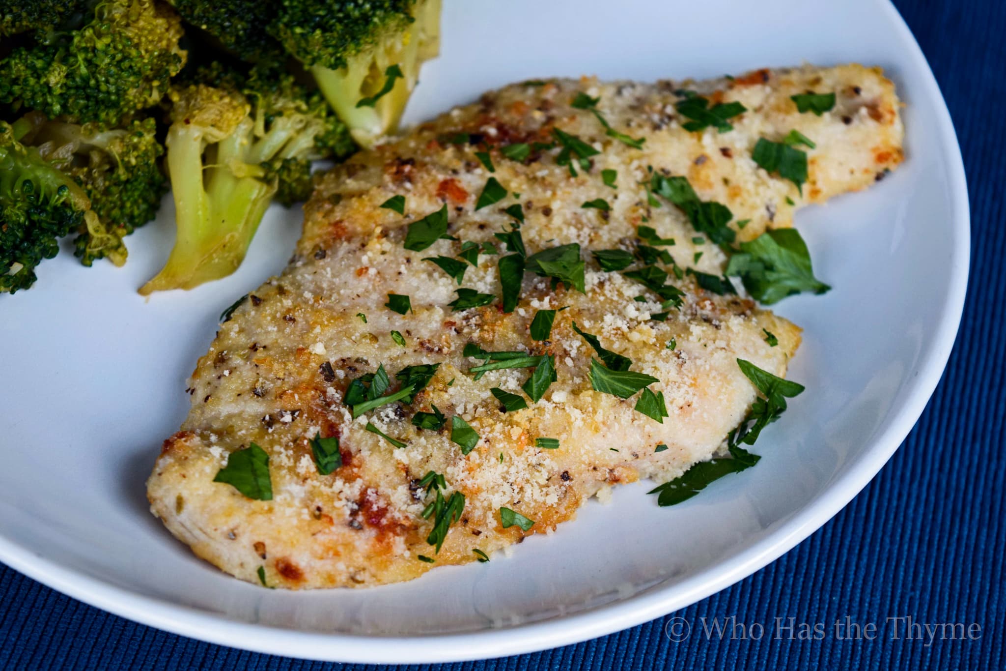 Healthy Dinner Low Carb Chicken Parmesan with Broccoli