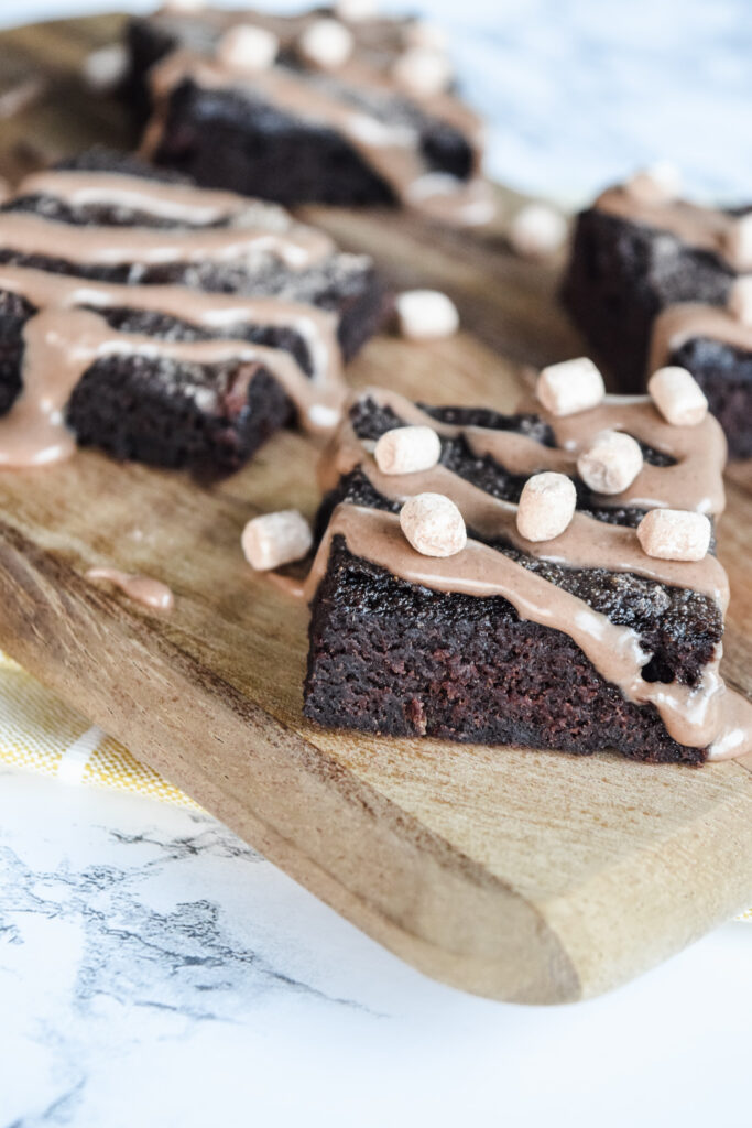 Gluten Free Hot Cocoa Brownies with Mini Marshmallows