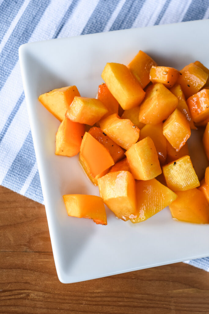 Maple Roasted Butternut Squash on White Plate