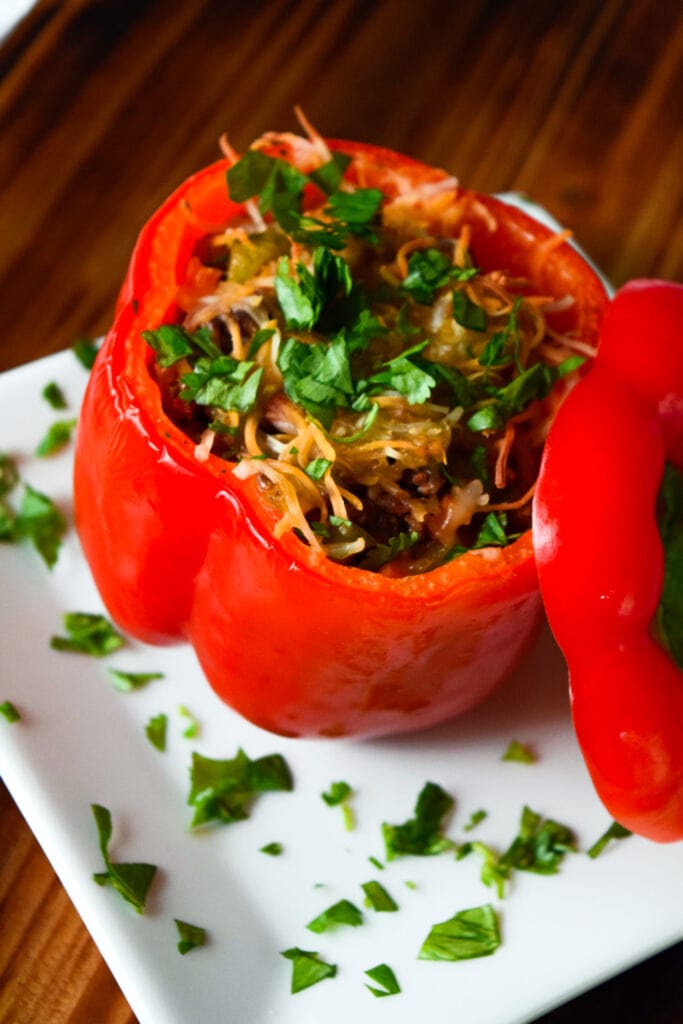 taco stuffed peppers with cilantro