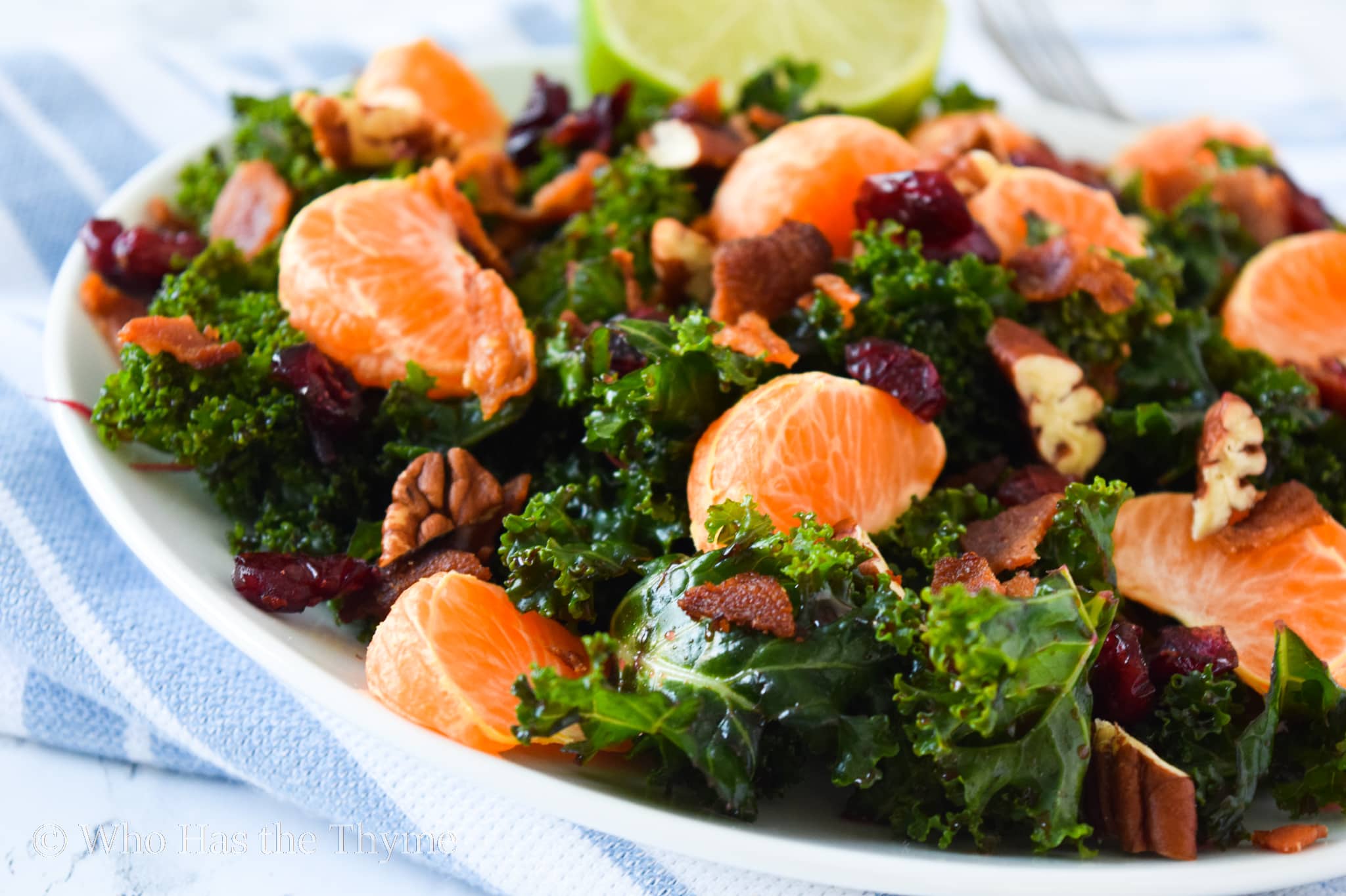 Cranberry lime dressing with healthy kale salad