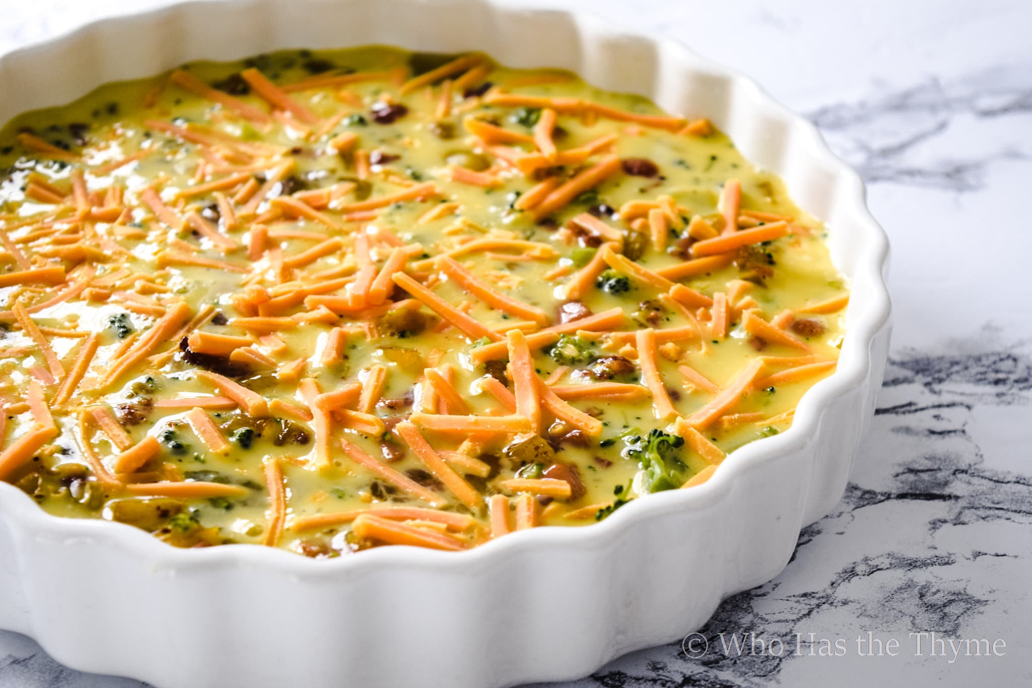 Quiche with cheddar cheese