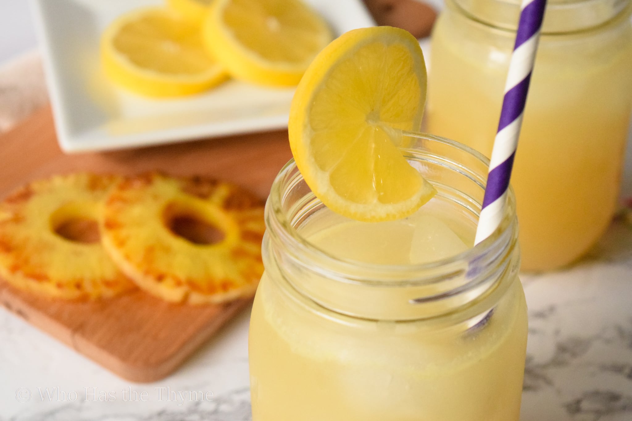 Fresh lemonade with grilled pineapple