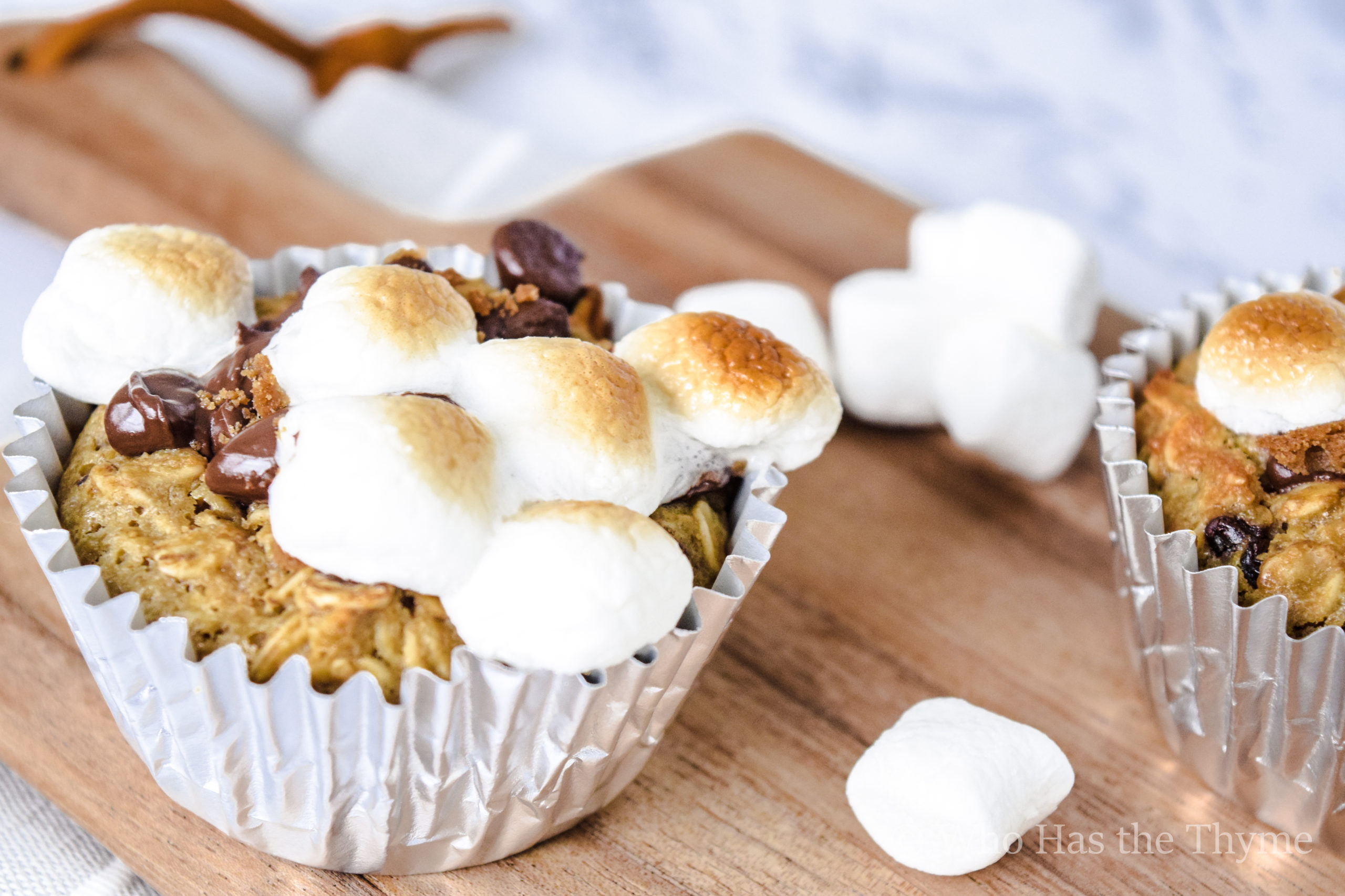 Healthy s'mores baked oatmeal muffins 