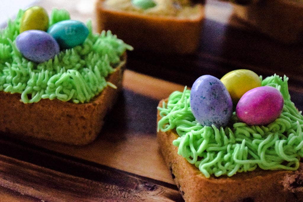 gluten free easter blondies with green icing