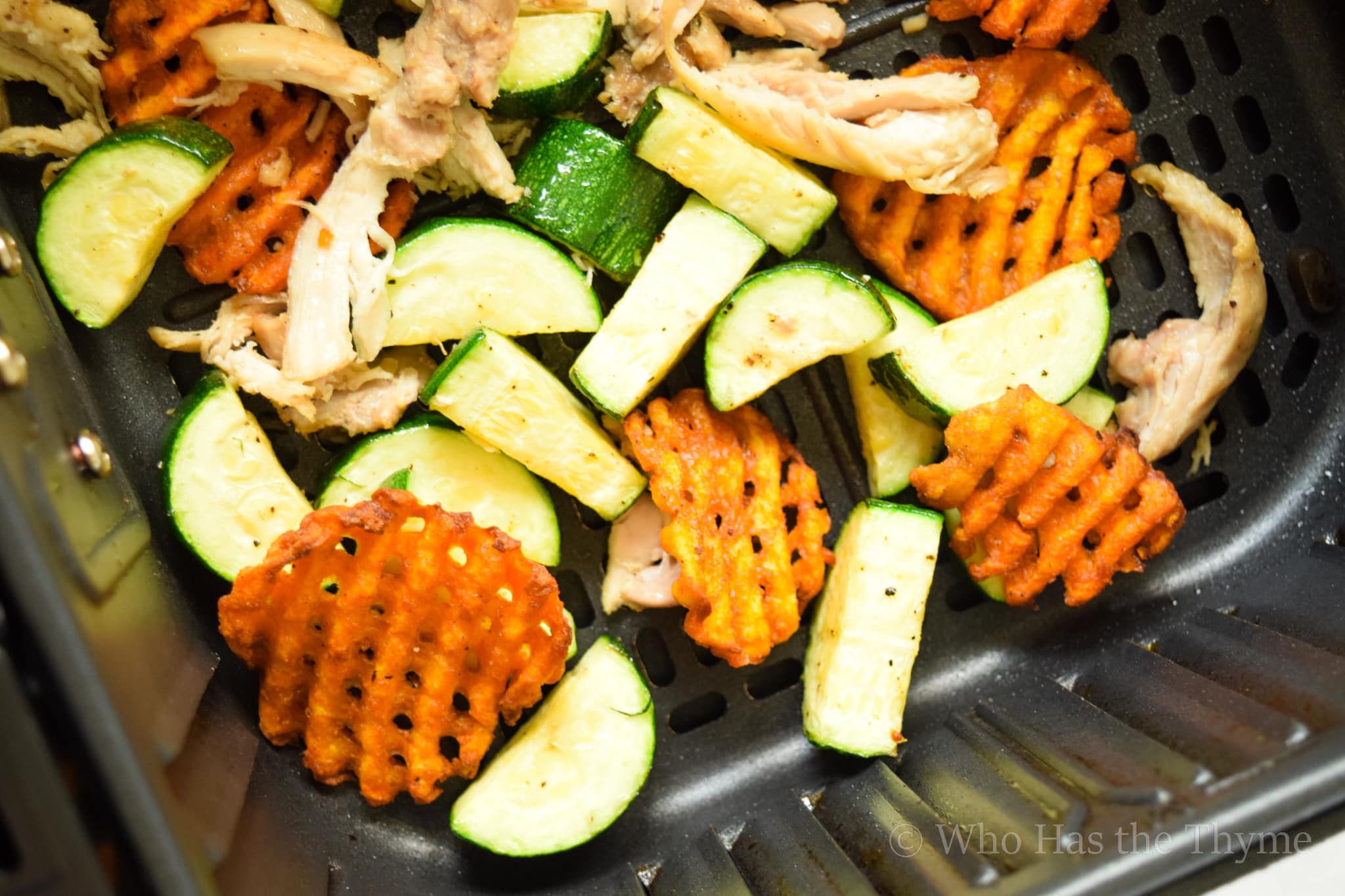 Air Fryer Basket with Sweet Potato Waffle Fries