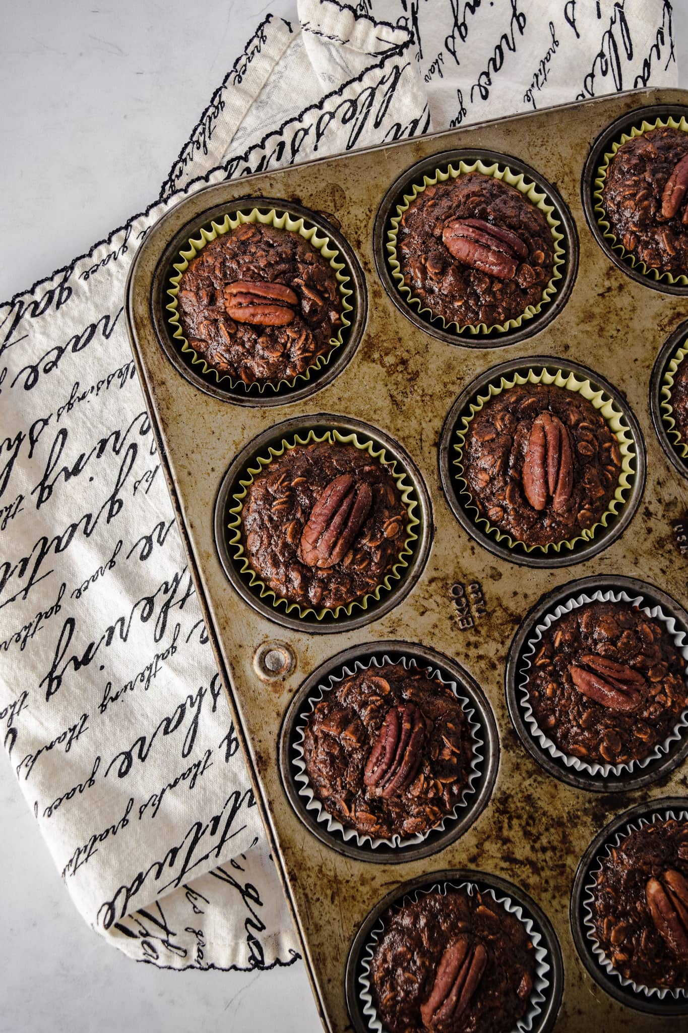 Muffin Pan with Choc Pecan Baked Oatmeal