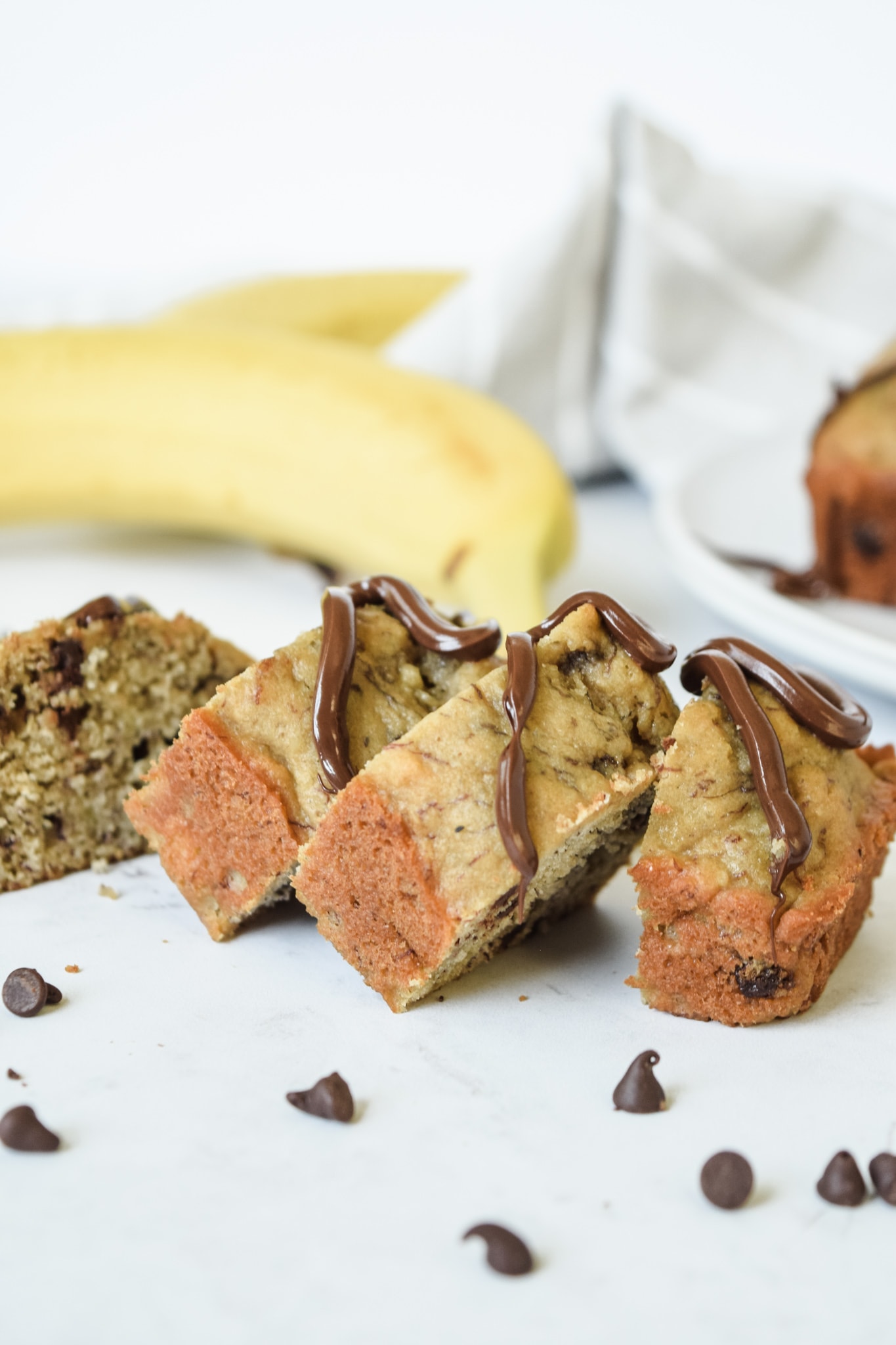 Slices of Gluten Free Banana Bread with Chocolate Chips