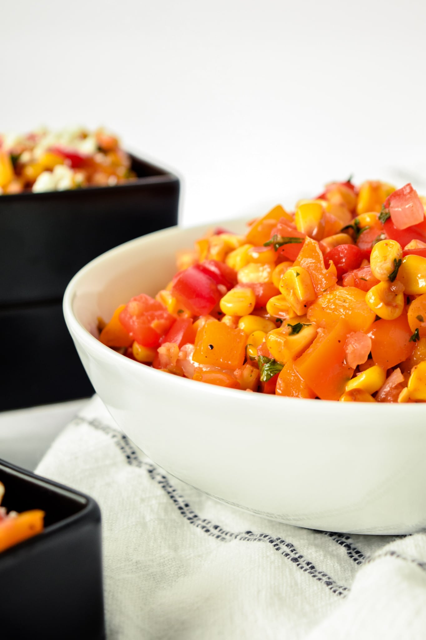 Grilled Taco Corn Salad in Large White Bowl