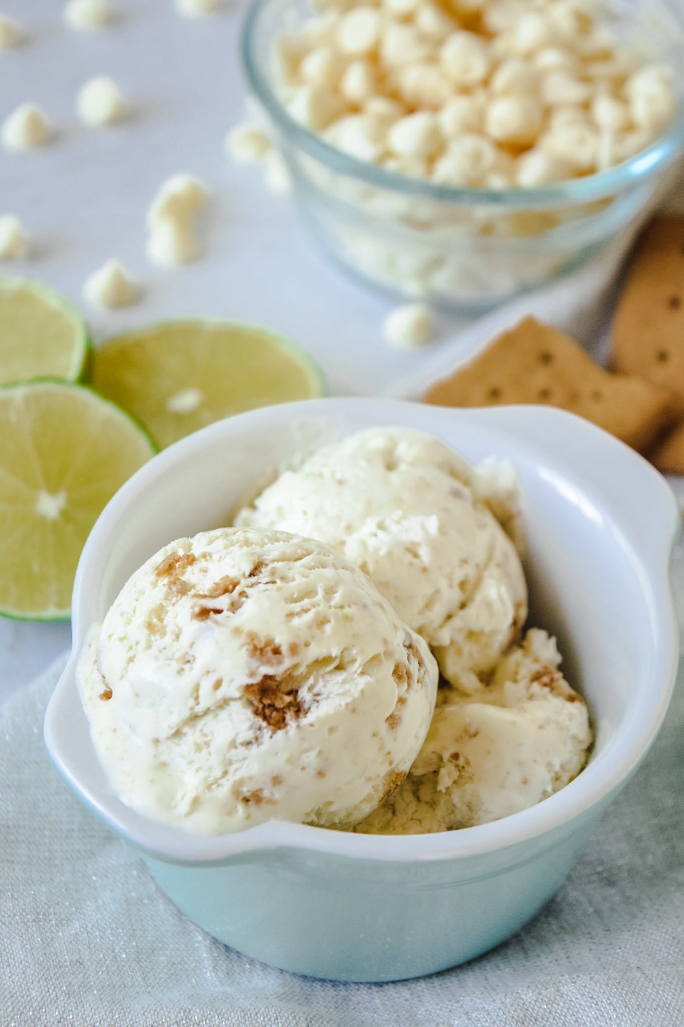 Homemade Key Lime Pie Ice Cream in a Dish