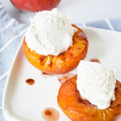 Air Fryer Peaches with Whipped Topping