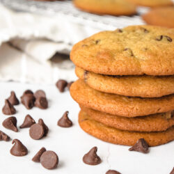 Stack of gluten free chocolate chip cookies