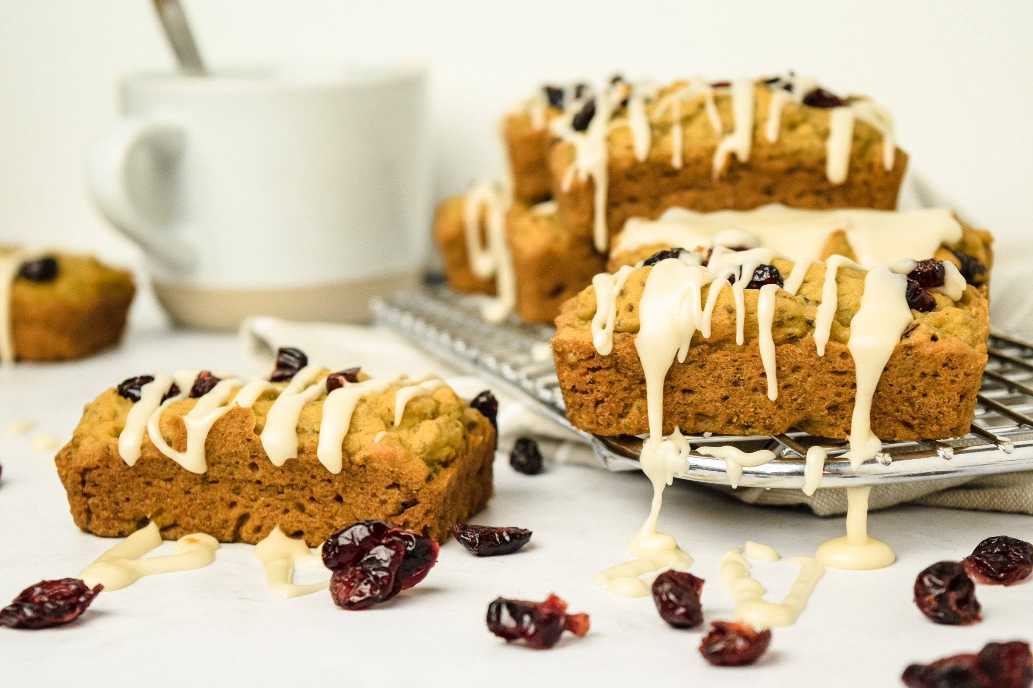 Gluten Free Cranberry Orange Loaf with Vanilla Drizzle