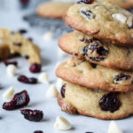 Stack of Gluten Free White Chocolate Cranberry Cookies