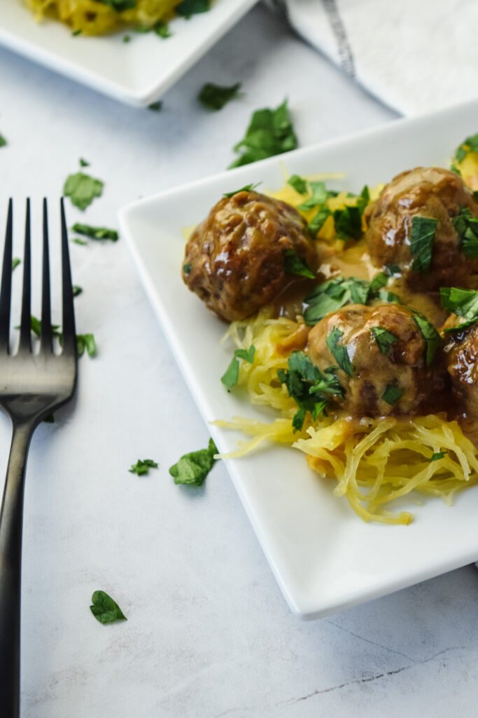 Gluten Free Swedish Meatballs with Spaghetti Squash