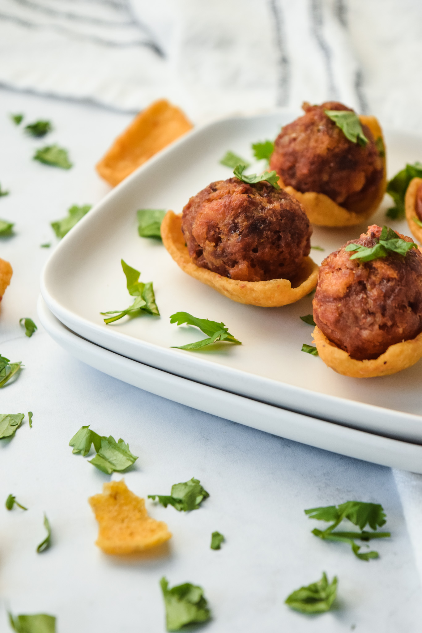 Gluten free tamale meatballs with Fritos