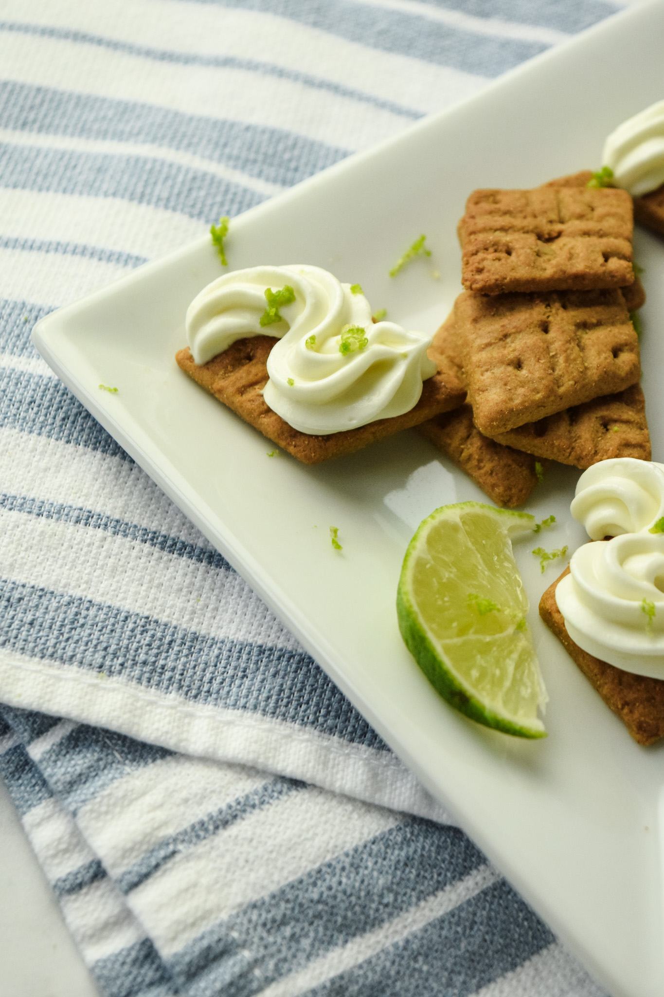 Key Lime Cheesecake Filling Piped onto Gluten Free Graham Crackers