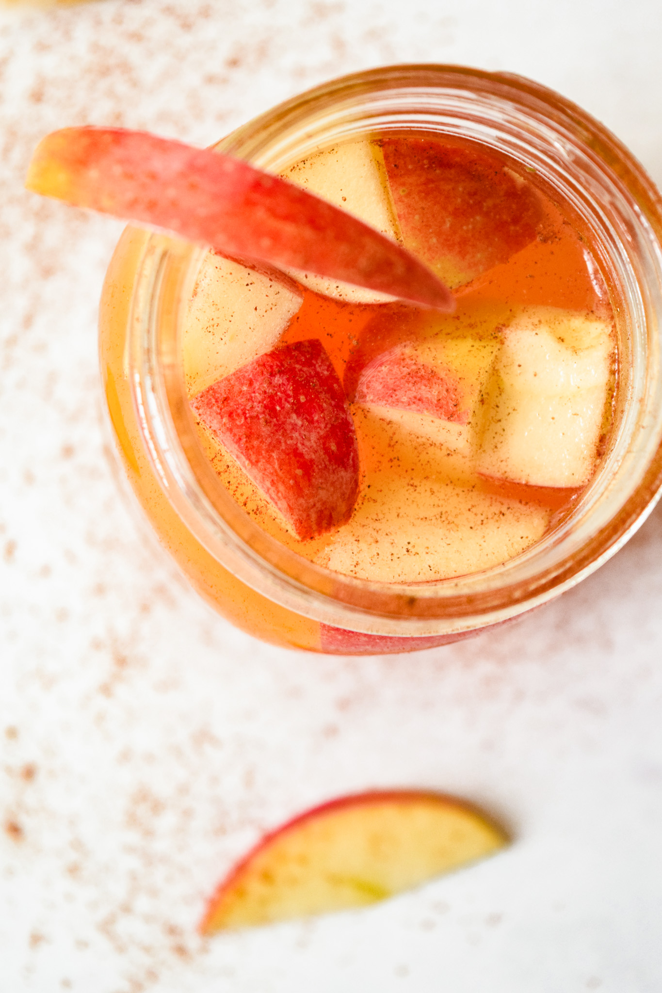 Fall Wine Spritzer with Apples in a Mason Jar