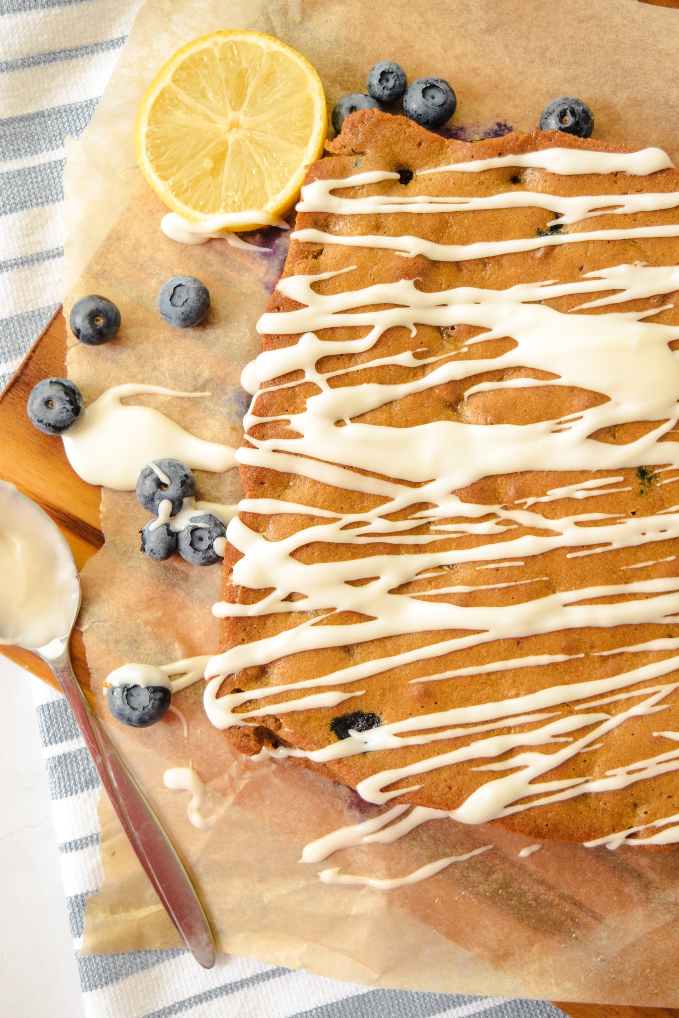 Gluten Free Lemon Blueberry Bars with a Vanilla Drizzle
