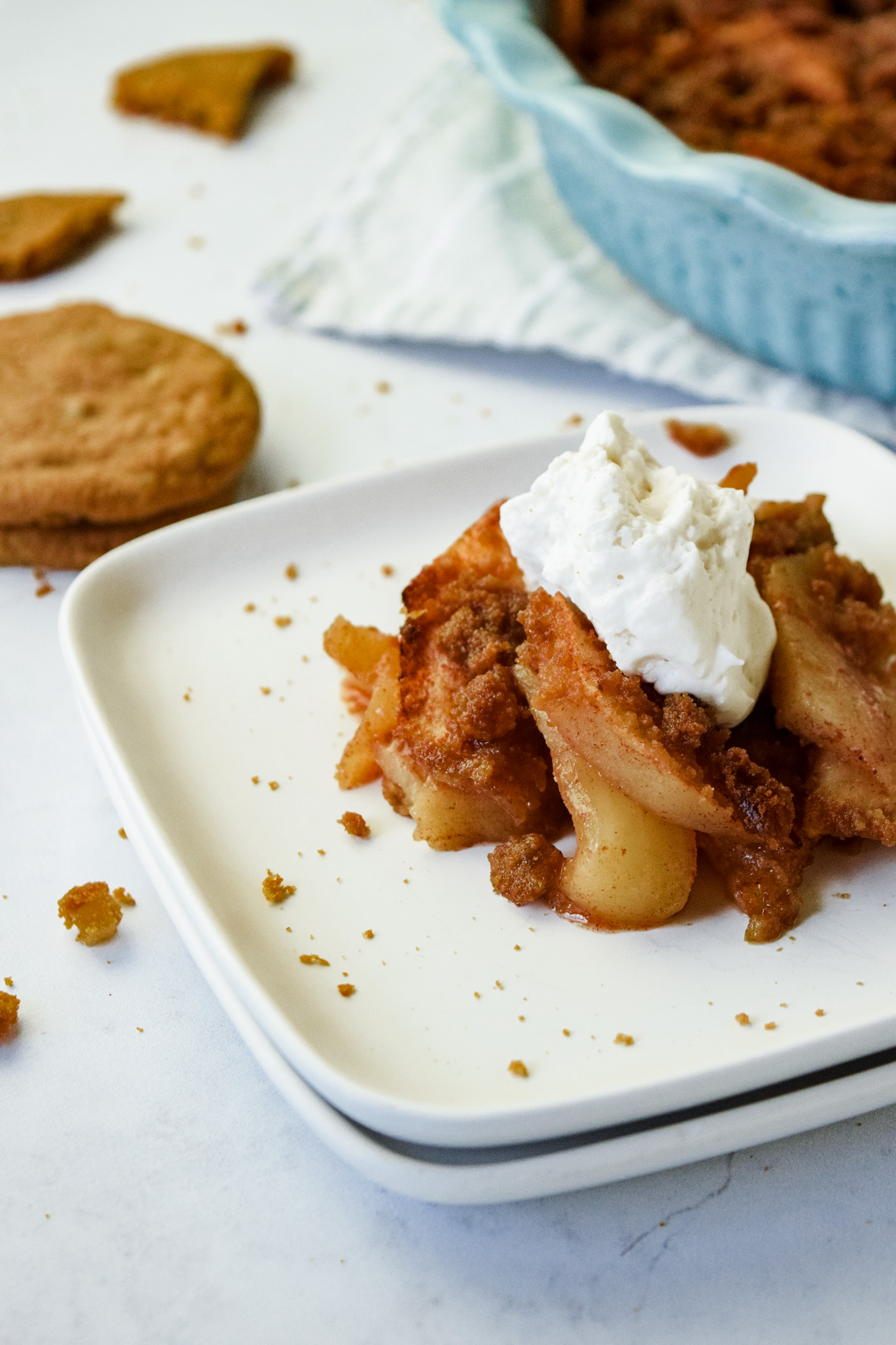 Gluten Free Ginger Snap Apple Crisp with Whipped Topping