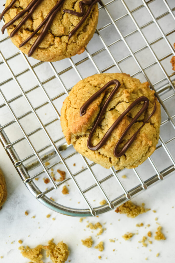 Gluten Free Peanut Butter Cookies on a Cooling Rack