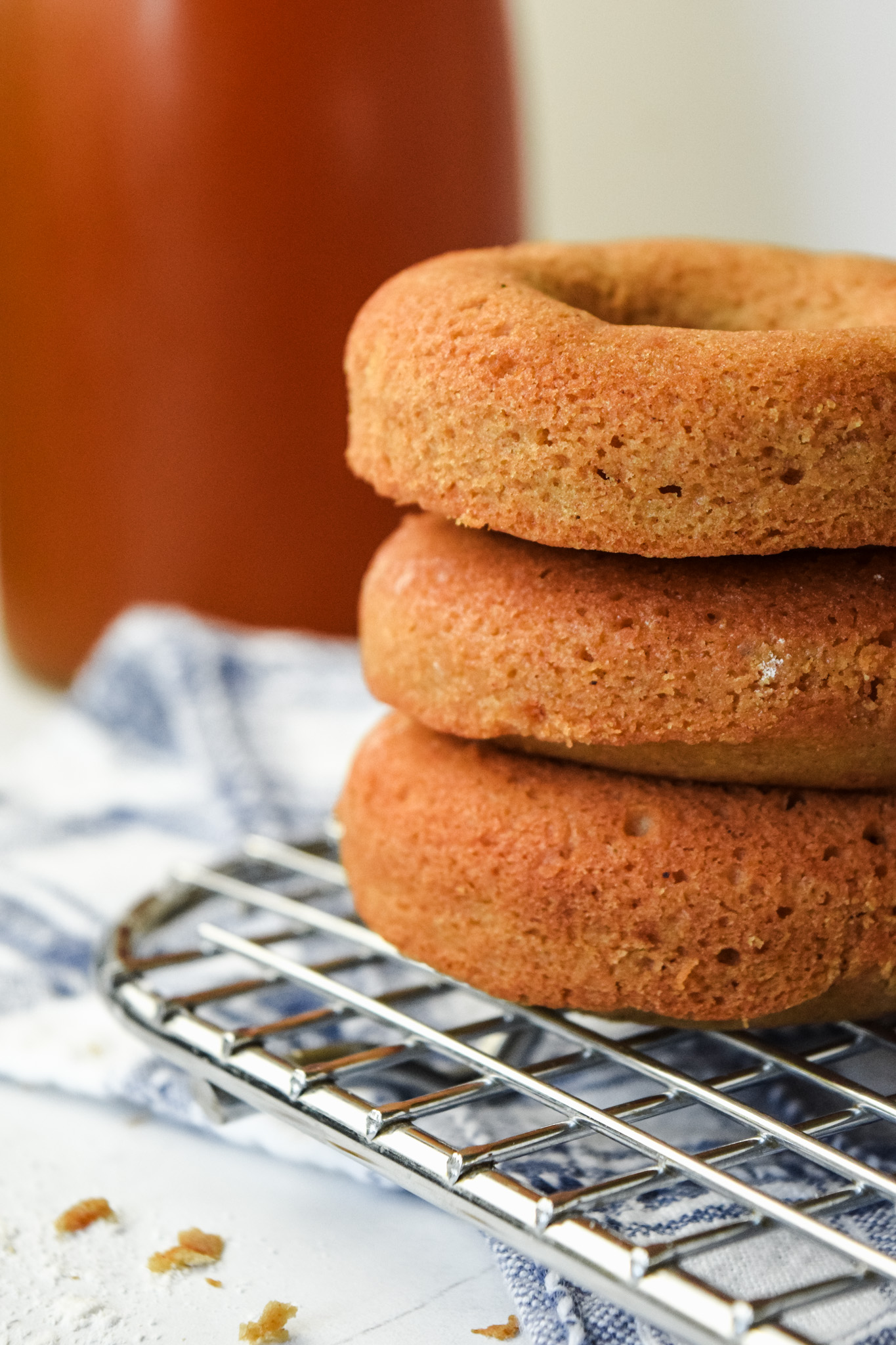 Stack of Gluten Free Baked Apple Cider Doughnuts
