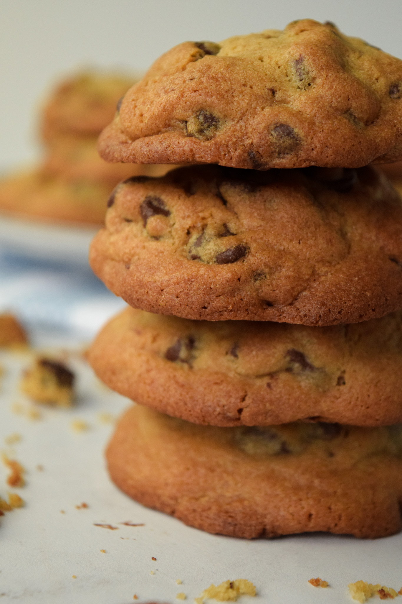 stack of gluten free toll house chocolate chip cookies