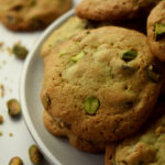 Plate of gluten free pistachio chocolate chip cookies