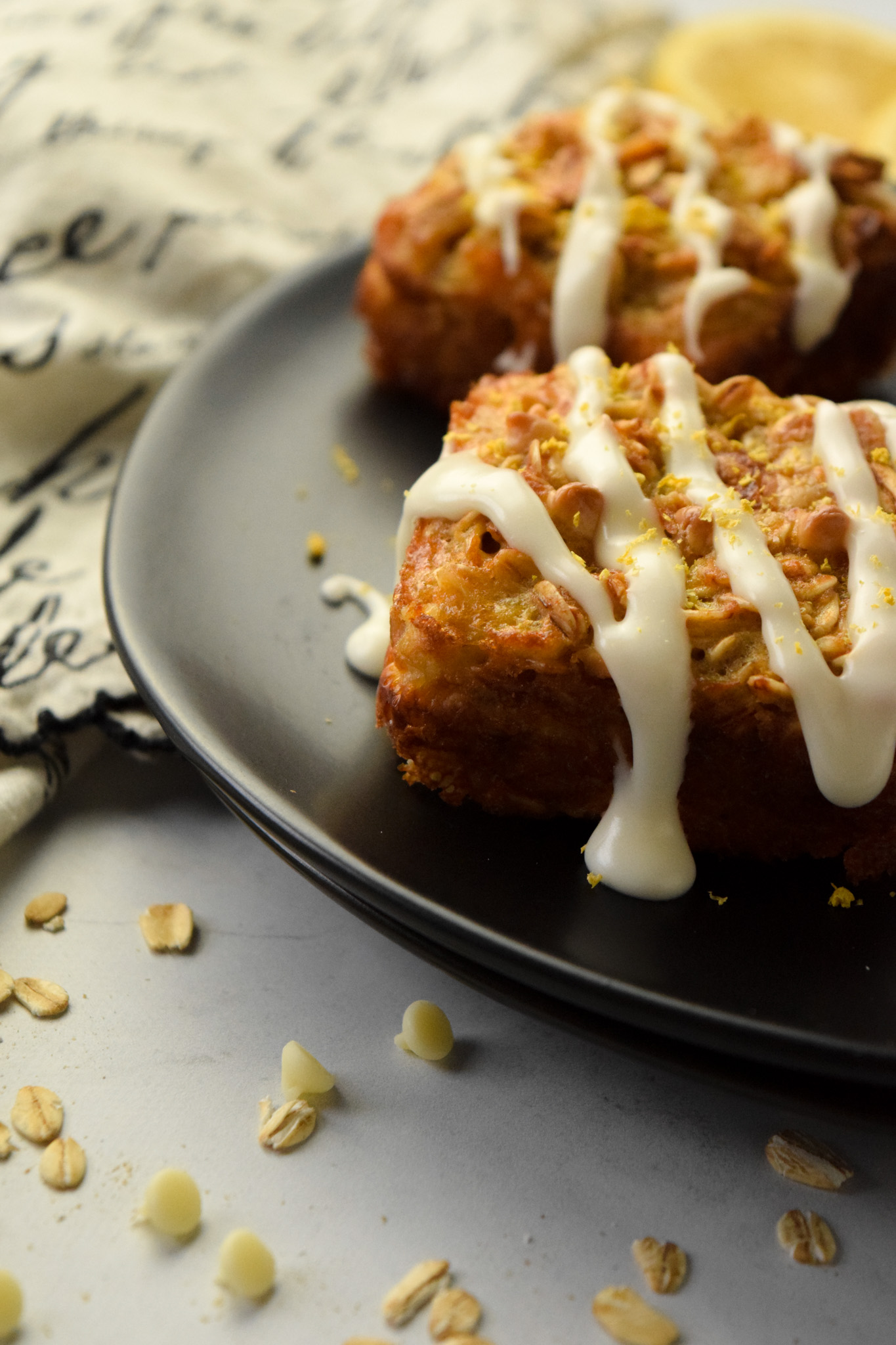 GLuten Free Lemon Baked Oatmeal Squares with a Lemon Drizzle